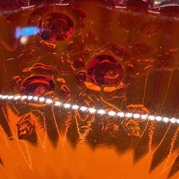 Vintage Fenton Amberina Cabbage Rose Pedestal Compote Candy Dish GLOWS - Picture 3 of 10